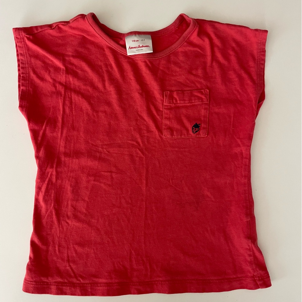 Hanna Andersson Bright Red Kids Tee with Pocket